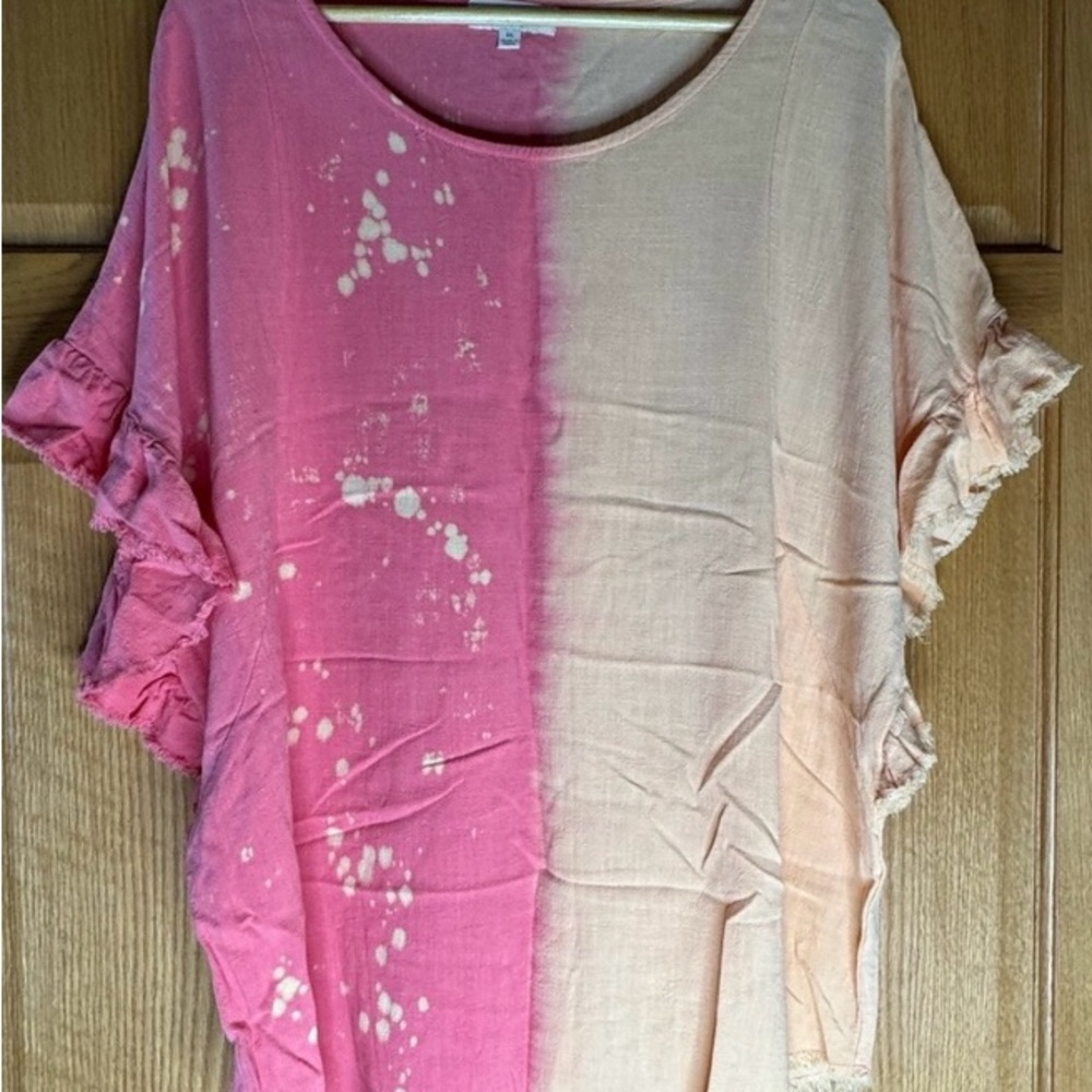 Umgee Pink and Cream Short Sleeve Tee